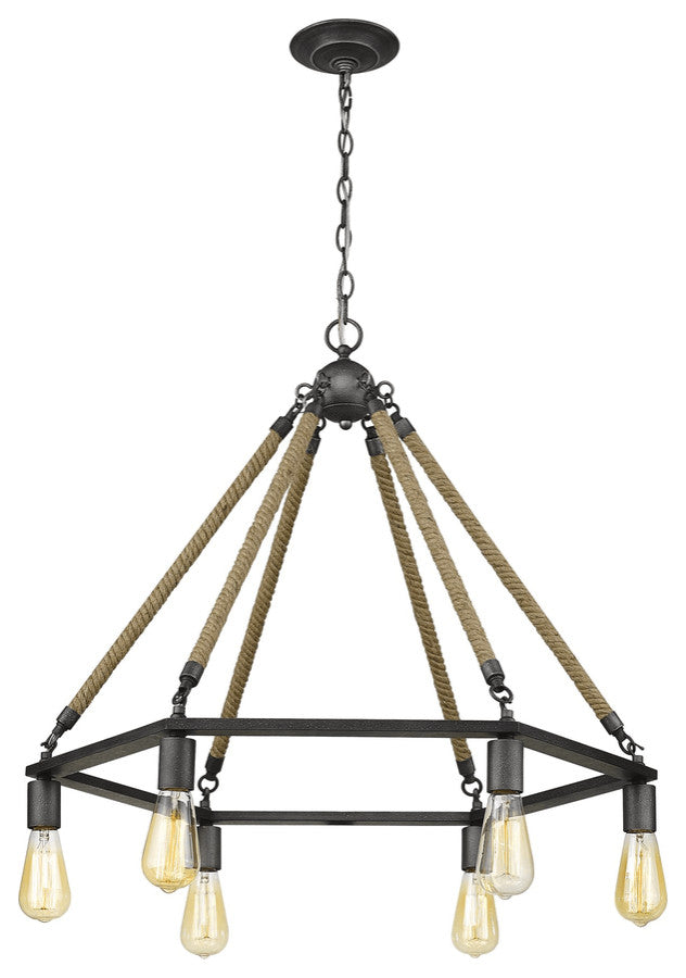 Holden 6-Light Antique Gray Wagon Wheel Chandelier