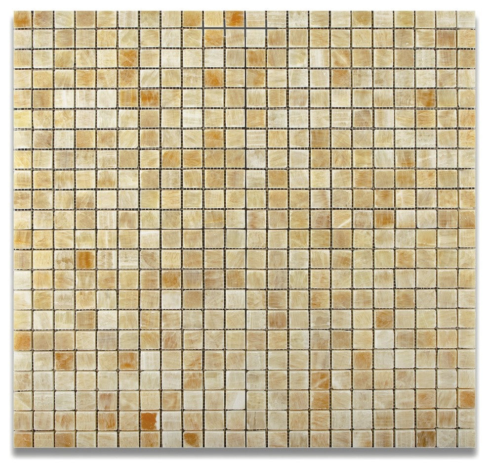1 X 1 Honey Onyx Polished Mosaic Tile