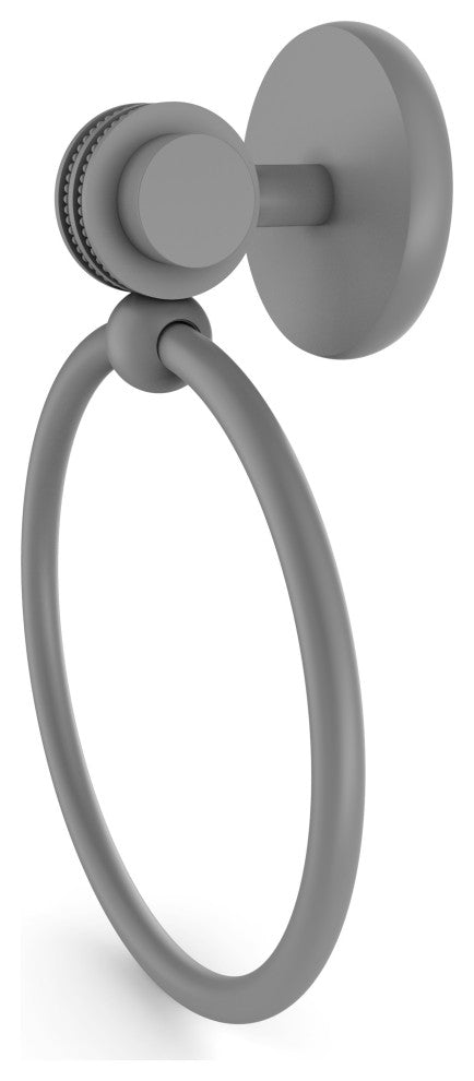 Satellite Orbit Two Towel Ring With Dotted Accent, Matte Gray