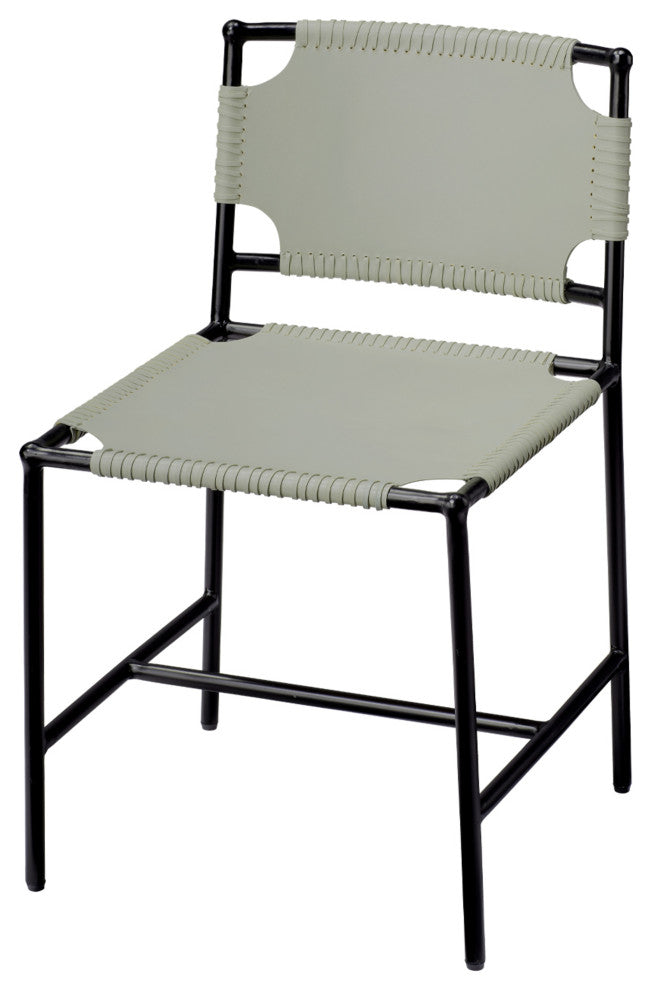 Asher Leather Dining Chair, Grey