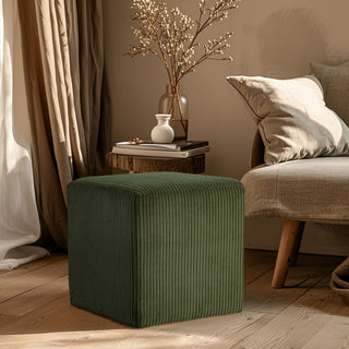 Roy Microsuede Fabric Upholsetered Ottoman/Stool, Green, Square