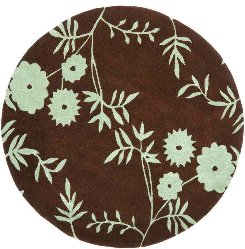 Safavieh Soho Soh774B Floral Rug, Brown/Teal, 6'0"x6'0" Round
