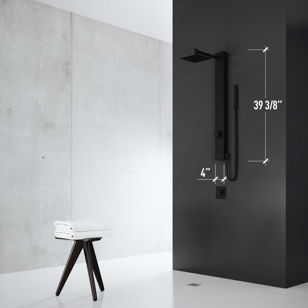 Orchid 39" H x 4" W 2-Jet Retro Shower Panel with Square Shower Head, Matte Black