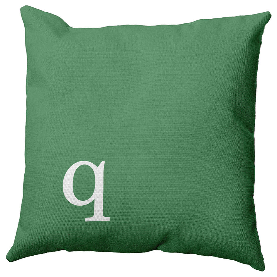 18"x18" Modern Monogram Decorative Throw Pillow, Sage