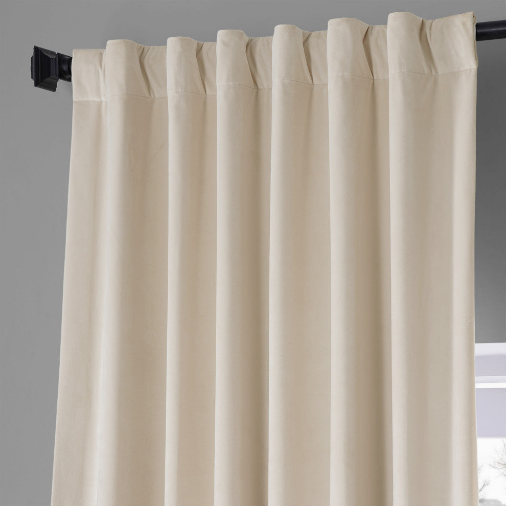 Signature Plush Velvet Blackout Curtain Single Panel, Diva Cream, 50"w X 108"l