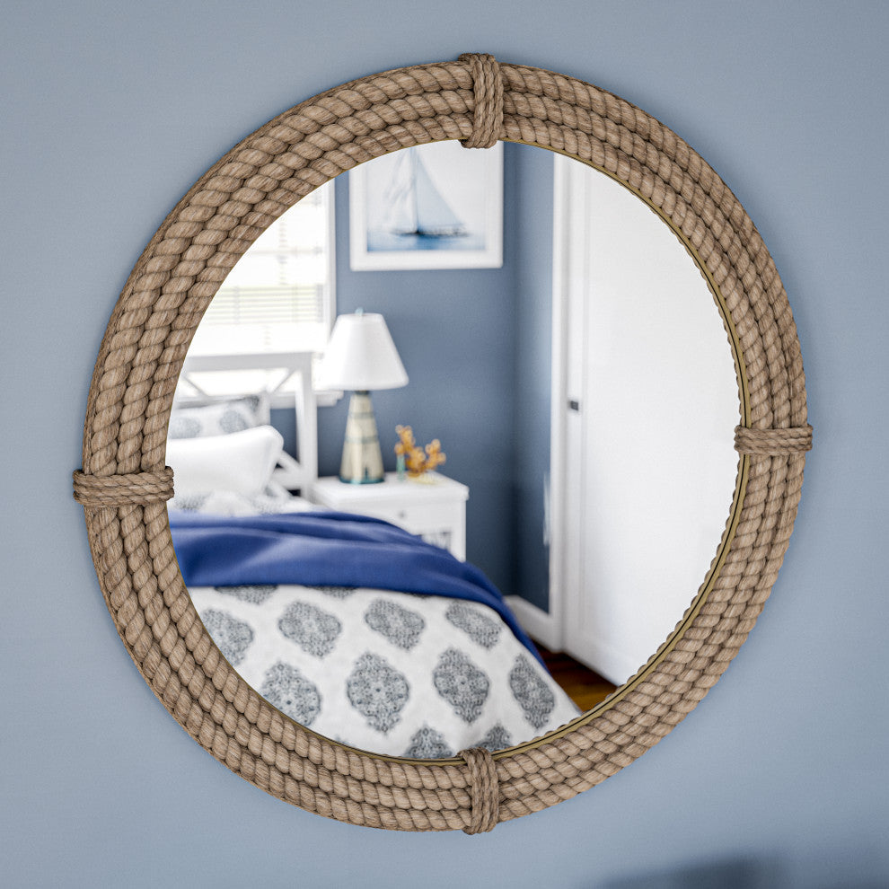 Kenroy 61025RP Wall Mirror, Rudy Collection, Natural Rope Finish