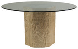 Trunk Segment Round Dining Table With Glass Top-Gold Leaf