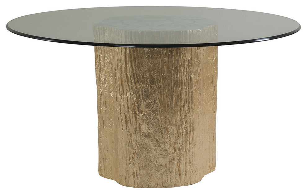 Trunk Segment Round Dining Table With Glass Top-Gold Leaf