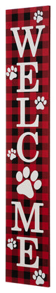 42"H Wooden Plaid Pet "WELCOME" Porch Sign
