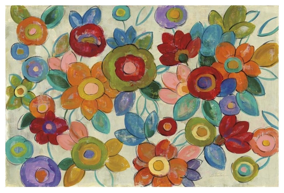 "Decorative Flowers" Digital Paper Print by Silvia Vassileva, 38"x26"