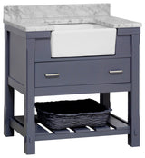 Charlotte 36" Bathroom Vanity, Marine Gray, Carrara Marble Top