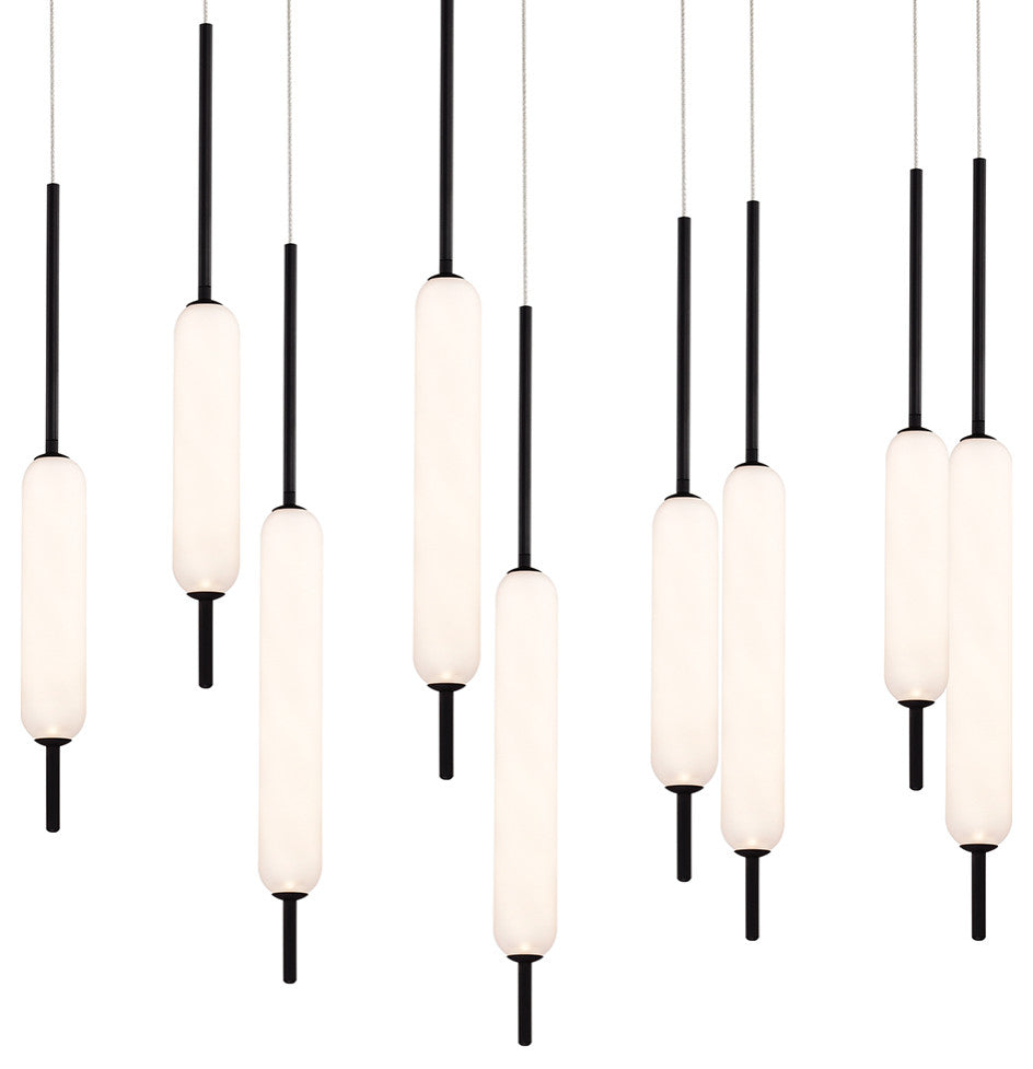 12 Light Midcentury Chandelier, Black