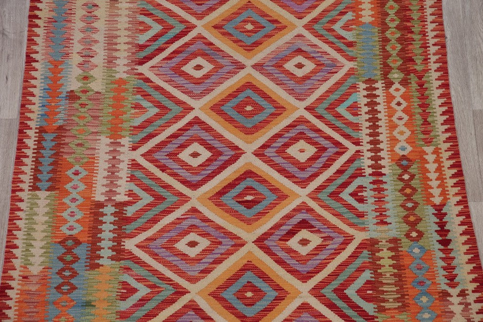 Turkish Flat-Woven Oriental Kilim Pure Wool Traditional Area Rug, 8'4"X5'4"