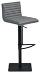 Gray Faux Leather Armless Swivel Bar Stool With Black Metal Base