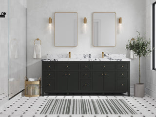 Sonoma 84" Double Sink Bath Vanity in Black Top, 2" Viola Night