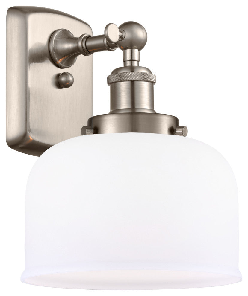 Large Bell 1-Light Sconce, Brushed Satin Nickel, Matte White