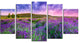 "Summer Lavender Field in Tihany" Modern Landscape Wall Art, 5 Panels, 60"x32"