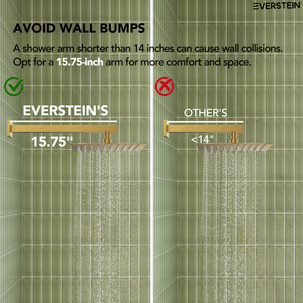 LED Temperature Digital Display Shower System With Body Jets, Brushed Gold, 12 Inches