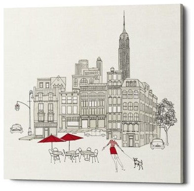 Epic Graffiti "World Cafe III NYC Red" Giclee Canvas Wall Art, 18"x18"