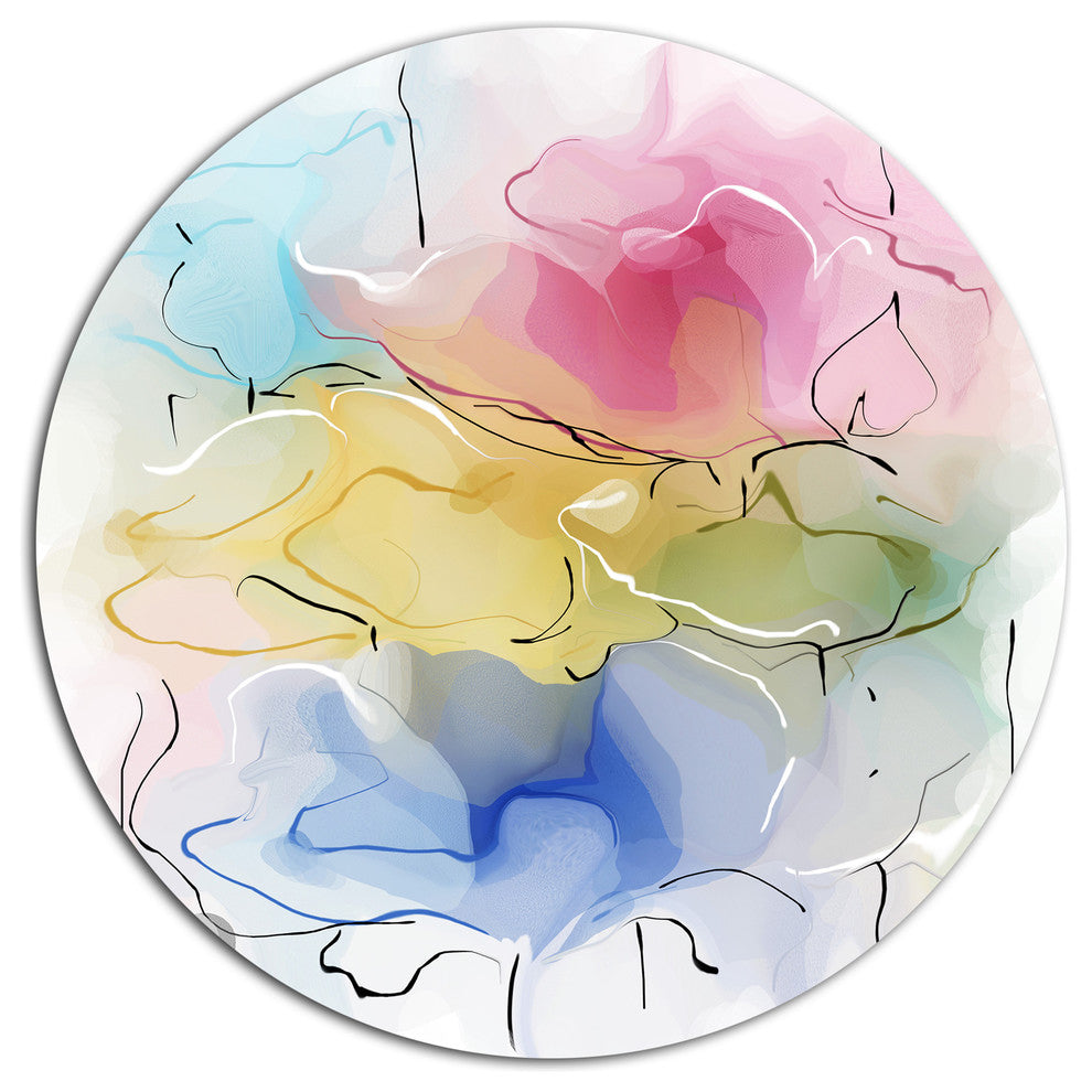 Abstract Floral Illustration Design, Floral Disc Metal Artwork, 23"