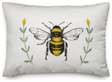 Bee Watercolor Flowers 14x20 Spun Poly Pillow