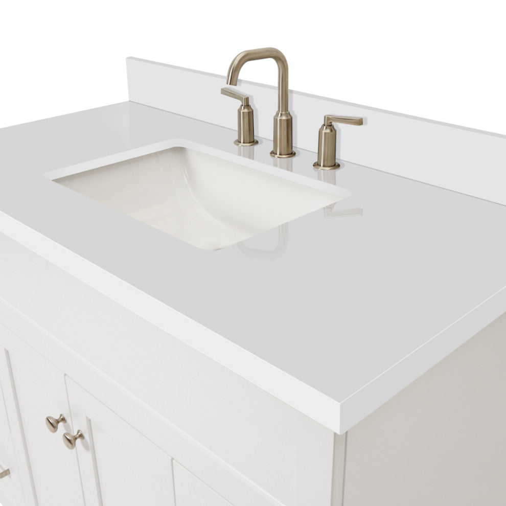 Ariel Hamlet 43" Rectangle Sink Bath Vanity, 1.5" White Quartz
