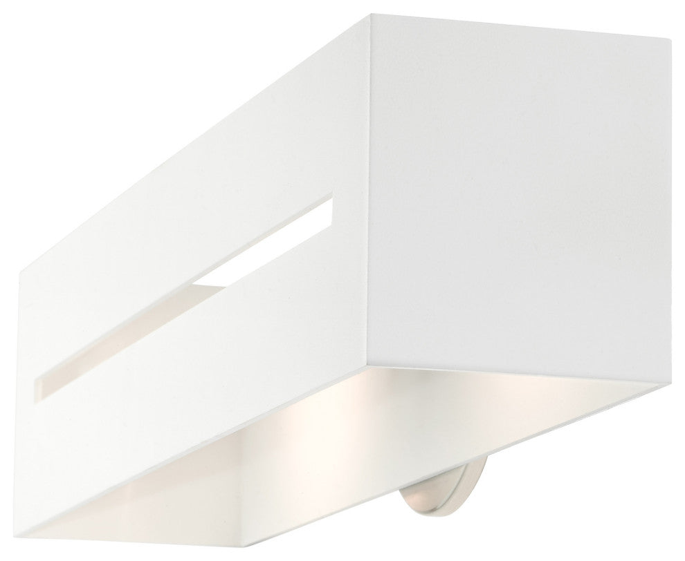 Textured White With Brushed Nickel Accents Urban, Industrial, Vanity Sconce