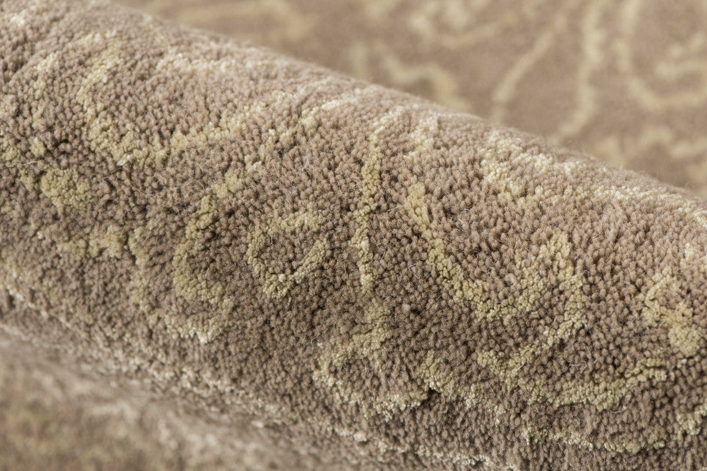 8" X11" X 0.5" Beige Wool Area Rug