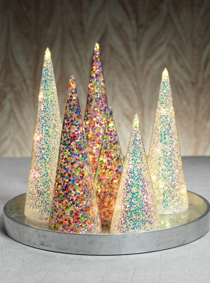 LED Multicolor Sequin Trees, Set of 3
