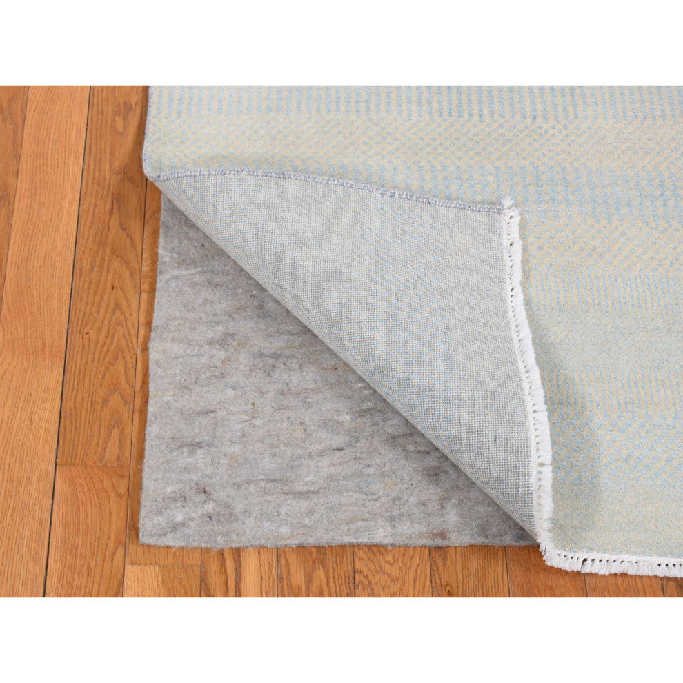 Blue Grass Design Gabbeh Wool and Silk Hand Knotted Oriental Rug, 6'x9'3"