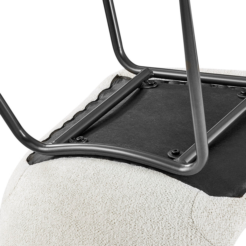 Robert PU Counter Stool,, Set of 4, Posh Ivory, Dining Side Chair, Fabric
