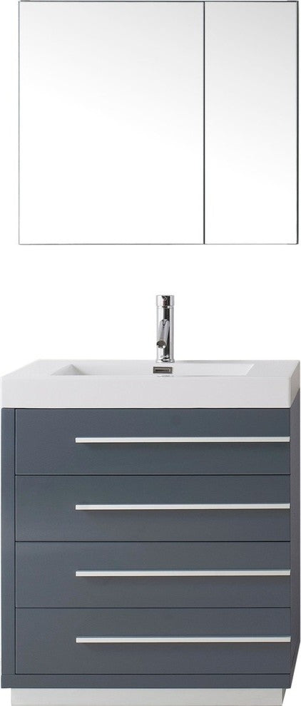 Virtu Bailey 30" Single Bathroom Vanity, Gloss White