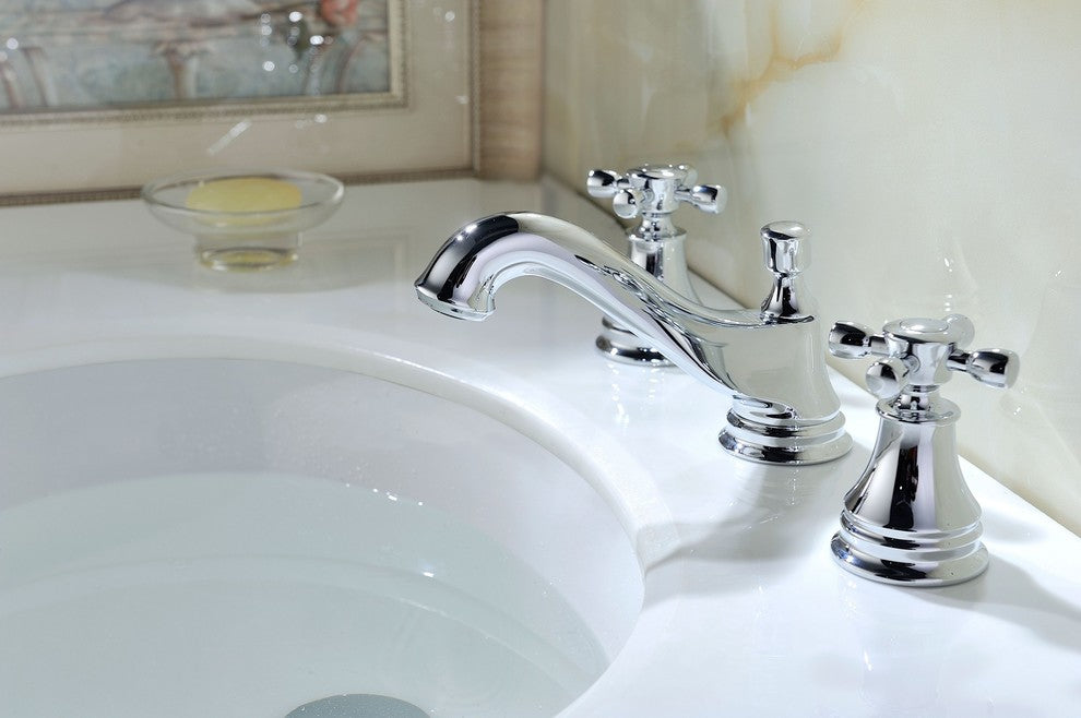 Melody Series 8" Widespread 2 Handle Mid-Arc Bathroom Faucet, Polished Chrome