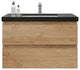 Belli 36" Wall Mounted Single Bathroom Vanity Set, England Oak, Matt Black Top