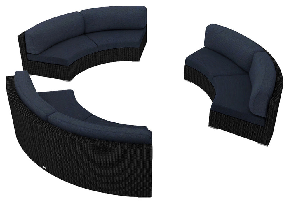 Urbana 3 Piece Curve Sectional Set, Spectrum Indigo