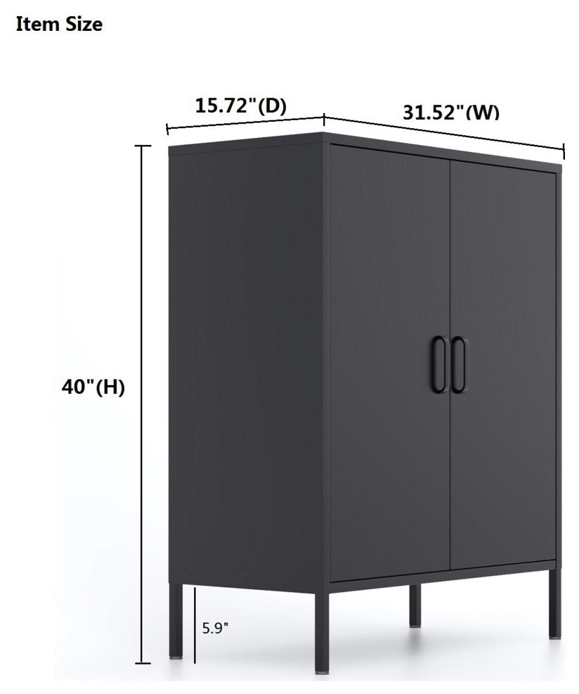 Storage Cabinet Metal Locker With Adjustable Shelves Black