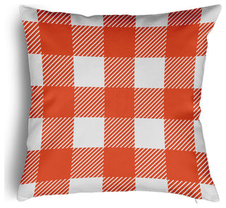 Buffalo Plaid Accent Pillow With Removable Insert, Harvest Orange, 24"x24"