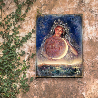 Moon Goddess Wall and Table Top Wooden Decor, 24x18