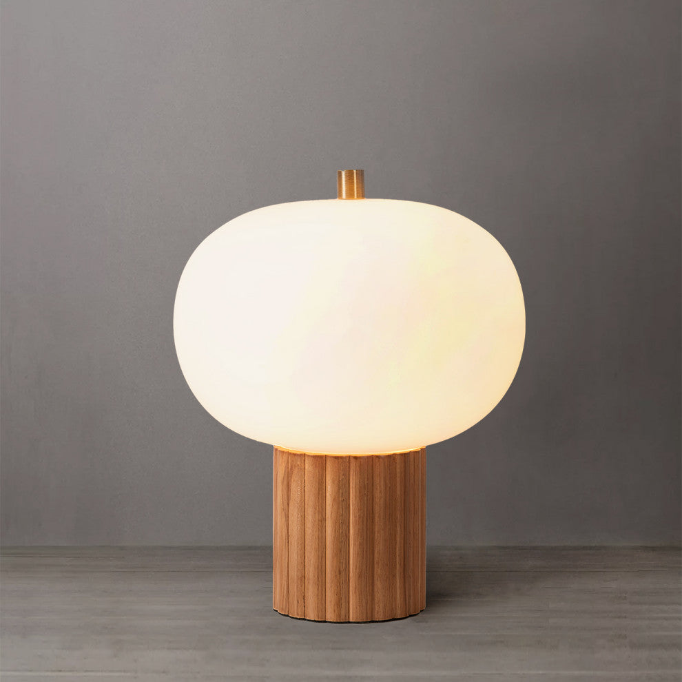 Tambo Accent Table Lamp Weathered Brass, Natural Ash