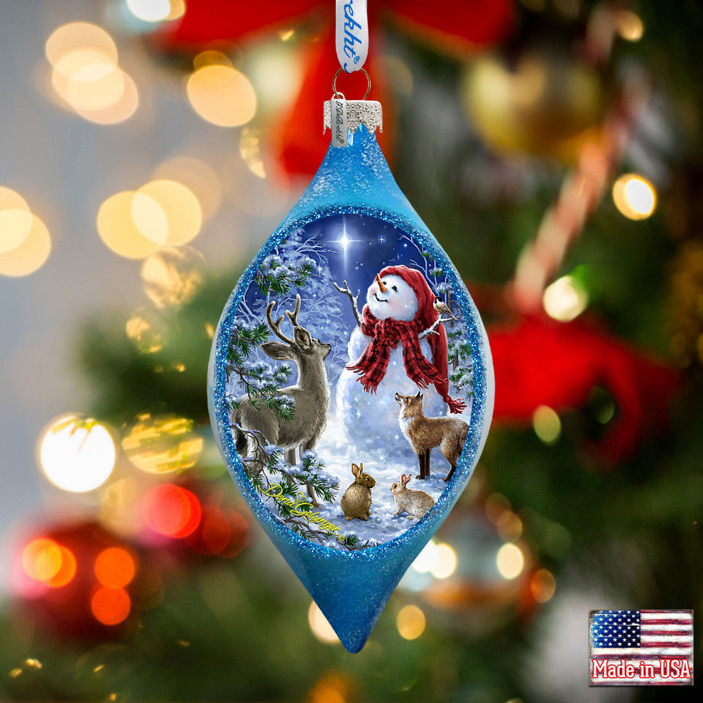 Trimming the Tree Snowman Glass Ornament