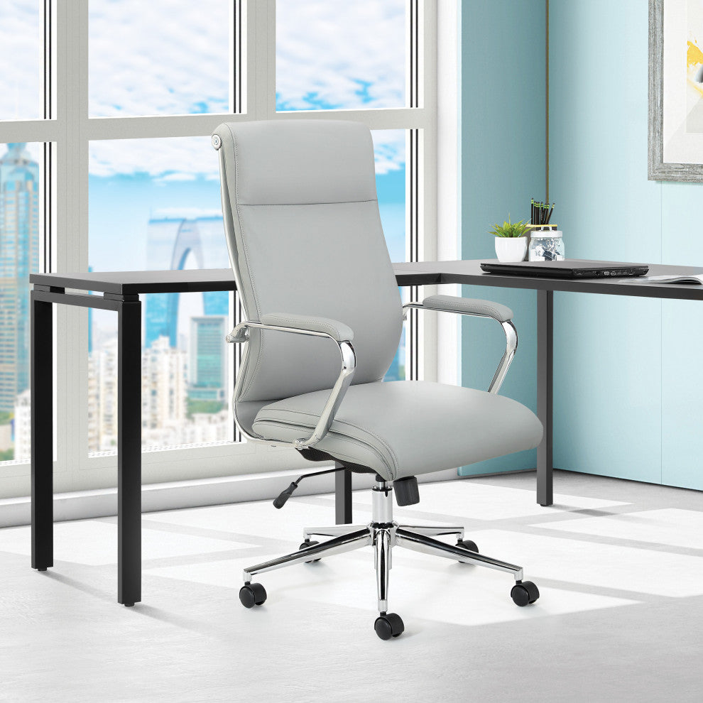 High Back Manager's Office Chair With Dillon Steel Fabric and Chrome Base