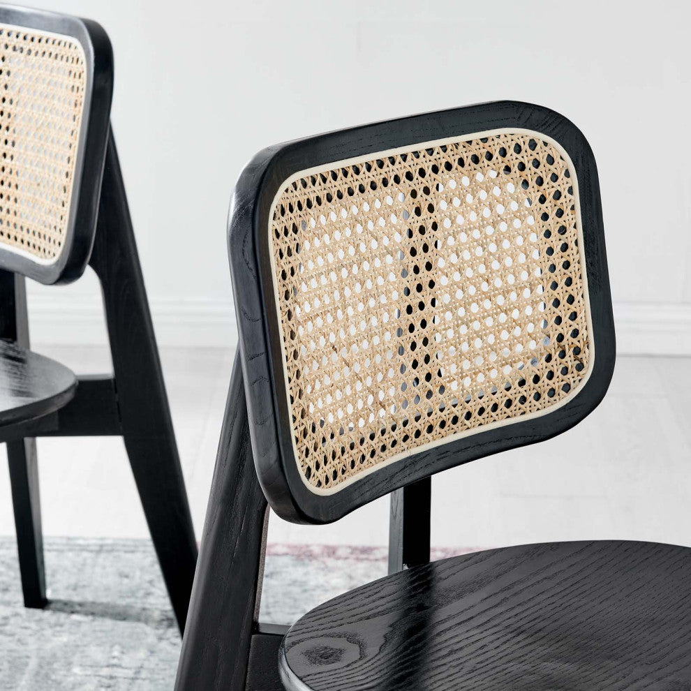 Side Dining Chair, Set of 2, Black, Wood, Modern, Cafe Bistro Hospitality