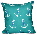 Anchor Whimsy, Geometric Print Pillow, Green, 16"x16"