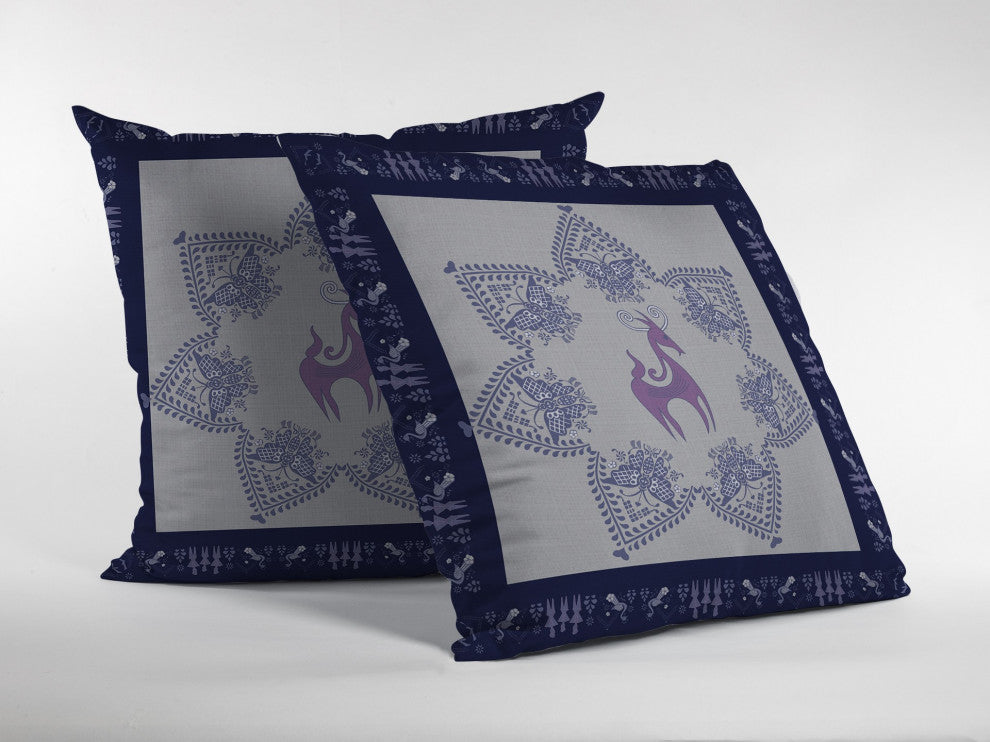 20 Gray Purple Horse SuedeThrow Pillow