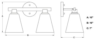 Vaxcel Lighting W0405 Vermont 2 Light 16"W Vanity Light - Matte Black / Satin