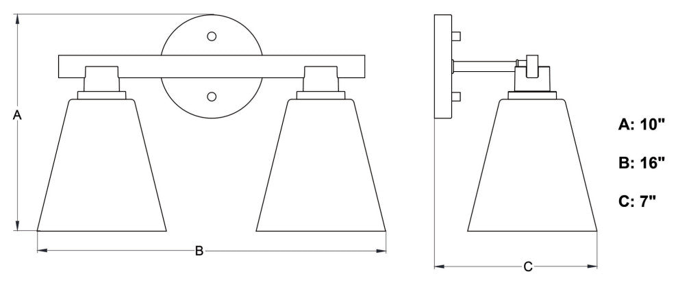 Vaxcel Lighting W0405 Vermont 2 Light 16"W Vanity Light - Matte Black / Satin