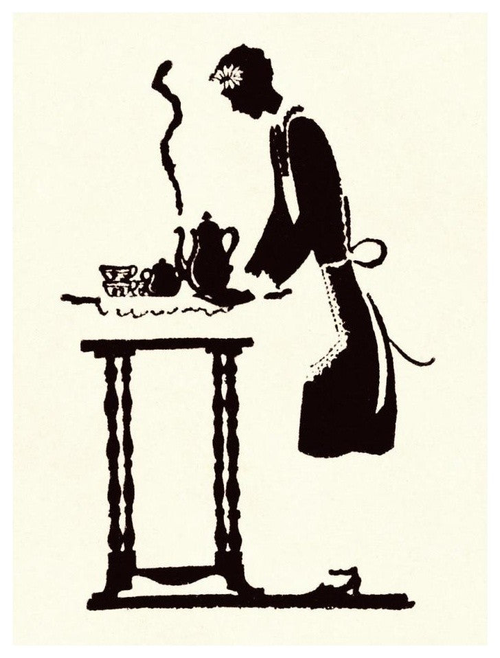 "Maid Prepares Hot and Steaming Coffee" Paper Print by Maxfield Parrish, 20"x26"