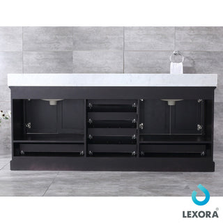 Dukes 80" Espresso Double Vanity Carrara Marble Top Sinks, 30" Wall Mirrors