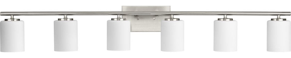 Replay Collection 48" 6-Light Brushed Nickel Etched Glass Bath Vanity Light