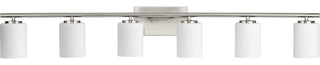 Replay Collection 48" 6-Light Brushed Nickel Etched Glass Bath Vanity Light
